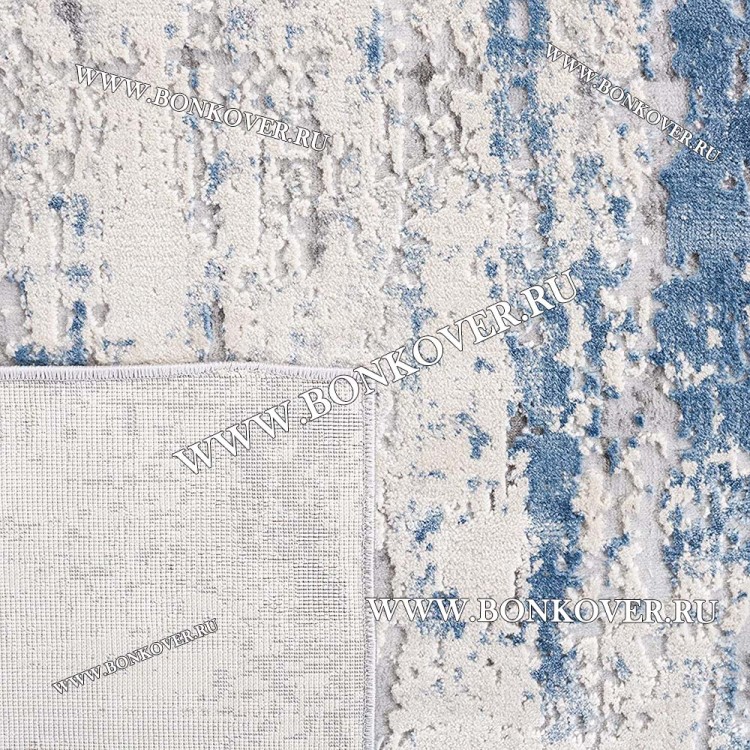 Абстрактный Турецкий Ковер Светло-Серый с Синим 07