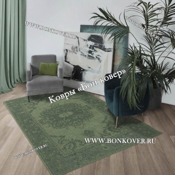 Безворсовый ковер дизайн 121 зеленый
