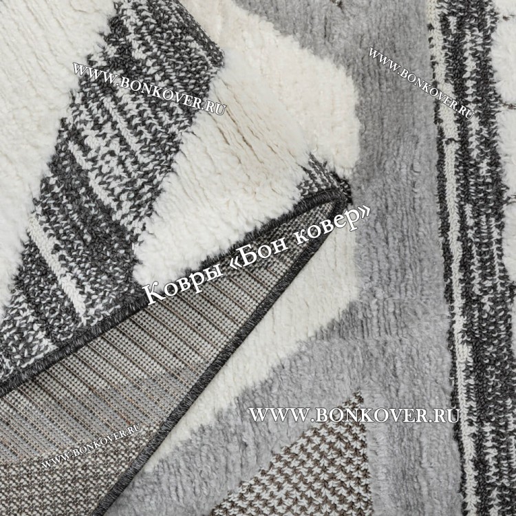 Турецкий Ковер Комфорт Дизайн 30082 Серый с Белым