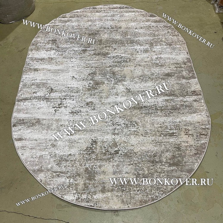 Современный Турецкий Ковер Дизайн 191 Бежево-коричневый Овал