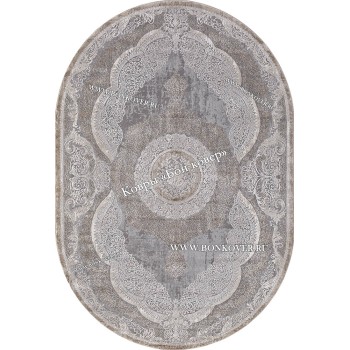 Классический ковер дизайн 85 Серый с коричневым Овал