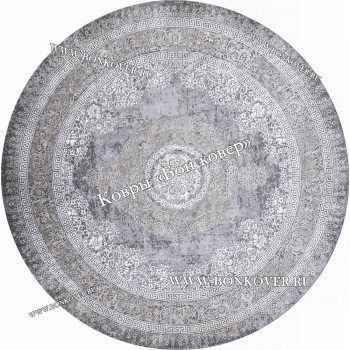 Классический ковер дизайн 93 Серый с коричневым круг