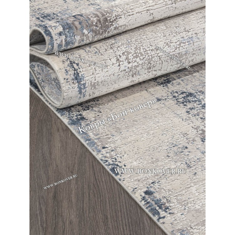 Премиальный Ковер из Артшелка Дизайн 51 Белый с синим